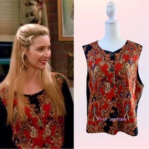 Vintage Red Paisley Alt. Vest ASO Phoebe Buffay on Friends